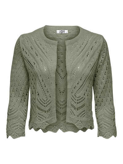 JACQUELINE de YONG Cardigan Kurze Struktur Strickjacke 3/4 Arm Häkelspitze Cardigan JDYSUN 5034 in Grün