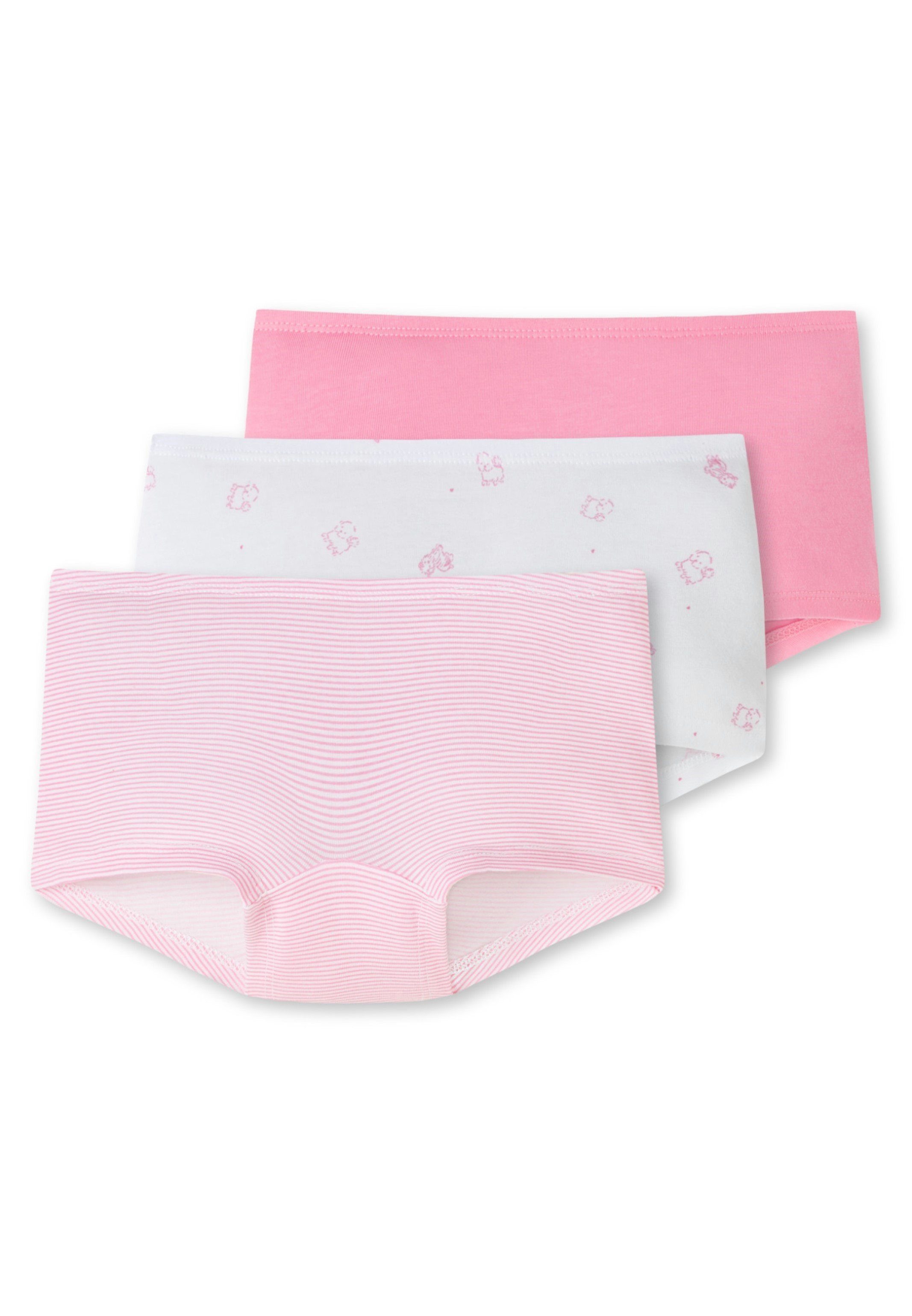 Schiesser Panty 3er Pack Kids Girls 95/5 Organic Cotton (Spar-Set, 3-St) Short Slip - Baumwolle - Weiß/Rosa-912