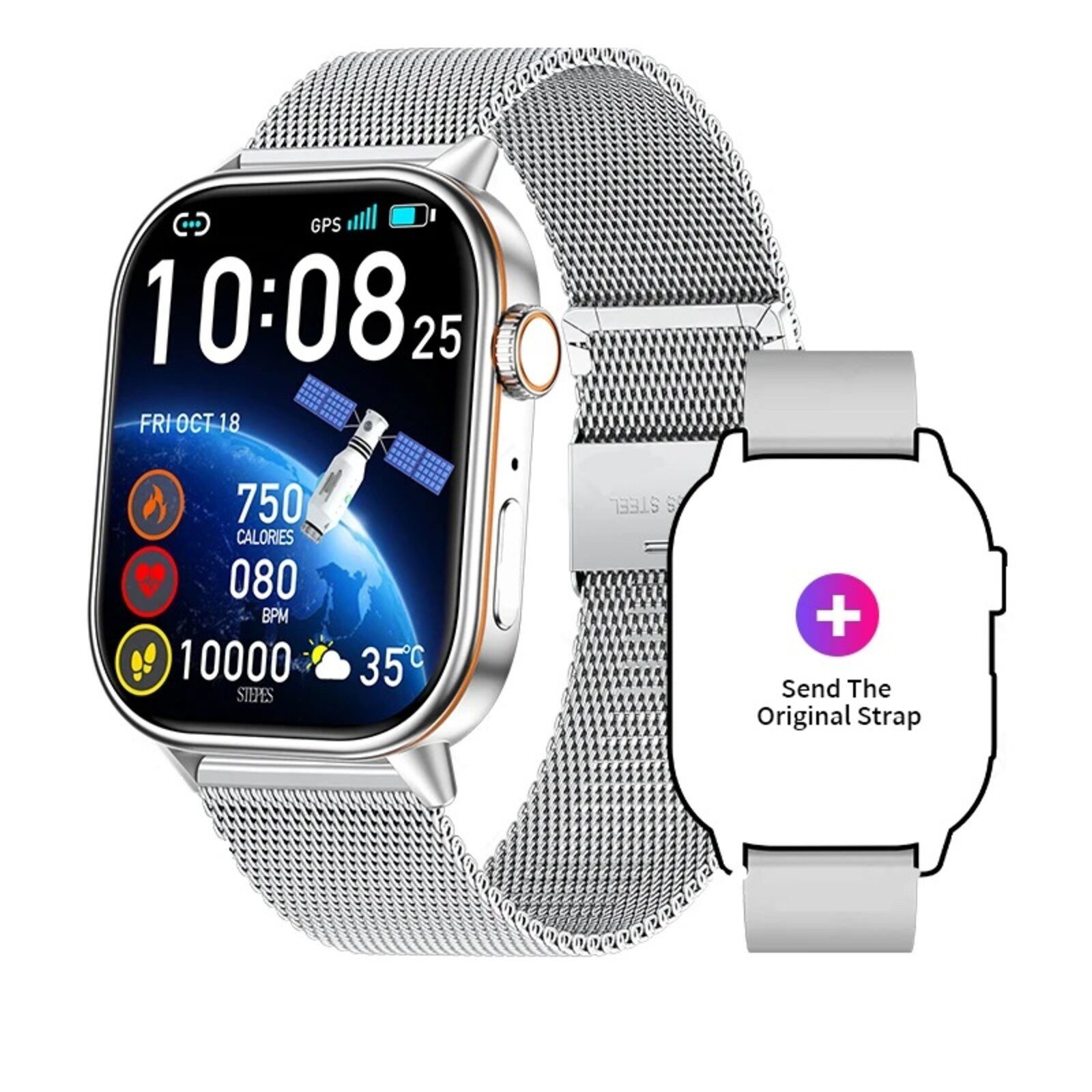 Nagham Ghazal Aswad Smartwatch GPS Tracker Kompass Outdoor Sport 2,01 Bildschirm 2025 Smartwatch (4cm cm/2.01 Zoll)