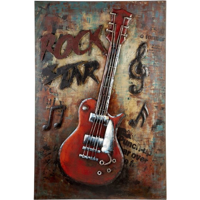 GILDE GALLERY Metallbild Bild Rockstar Gitarre (1 St) handgefertigt aus Metall dekorativ im Wohnzimmer & Schlafzimmer