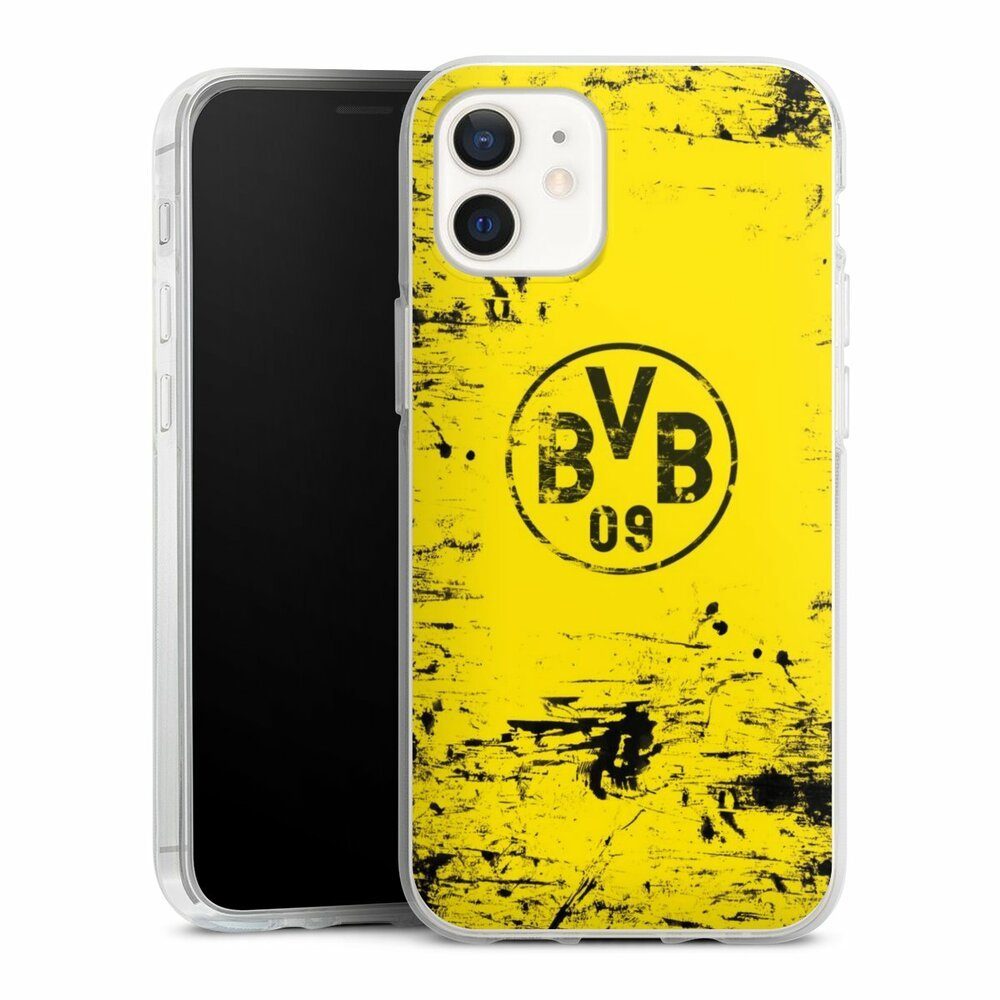 DeinDesign Handyhülle Borussia Dortmund Offizielles Lizenzprodukt BVB BVB Destroyed Look, Apple iPhone 12 Silikon Hülle Bumper Case Handy Schutzhülle