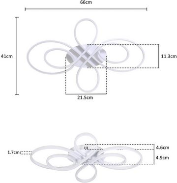 Nettlife LED Deckenleuchte Wohnzimmer Deckenlampe Modern Schlafzimmerlampe, Dimmbar mit Fernbedienung, LED fest integriert, kaltweißem, warmweißem, für Wohnzimmer Schlafzimmer Esszimmer Büro Küche, 65W, 66cm