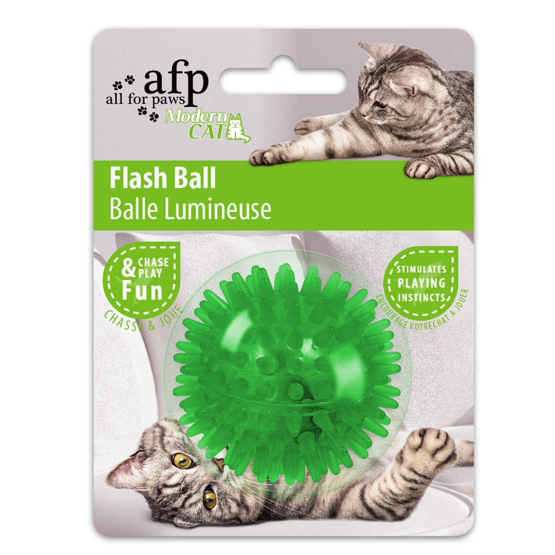 all for paws Tierball Modern Cat - Flash Ball -, Gummi, Katzenspielzeug  Ball mit Blinkfunktion - grün