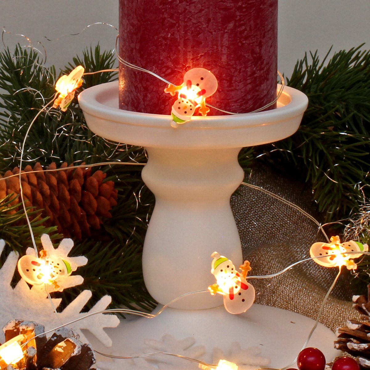 MARELIDA LED-Lichterkette Silberdraht Schneemann Winter Weihnachtsdeko Acry günstig online kaufen