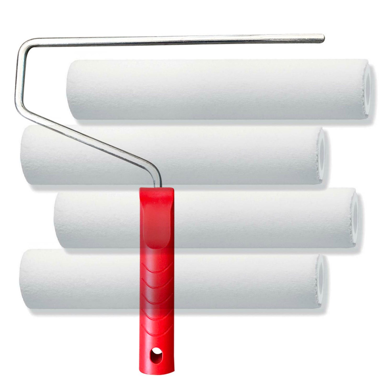 BEKATEQ Farbroller BE-79W (Set, 4-St., Farbroller + Bügel), Beschichtungswalze Malerrolle 25cm kurzflor für Bodenbeschichtung