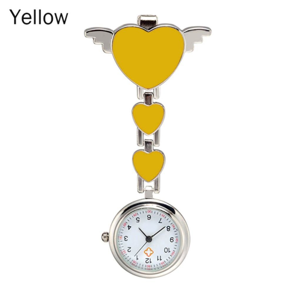 Tidy Krankenpflegeuhr Kitteluhr Quarz Taschenuhr Herz in 7 Farben gelb