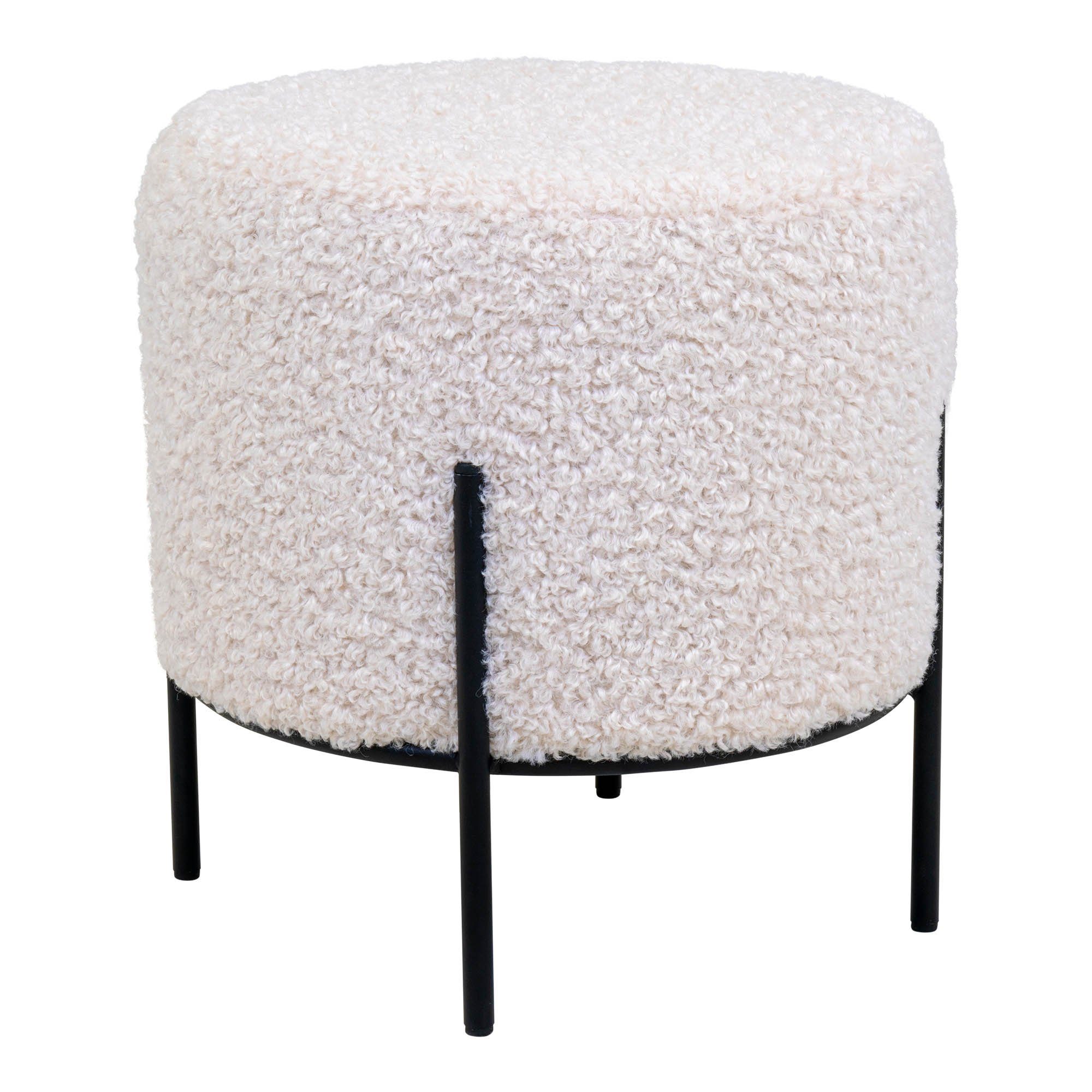 ebuy24 Pouf Alford Pouf, Hocker imitiertes Lammfell, weiß.