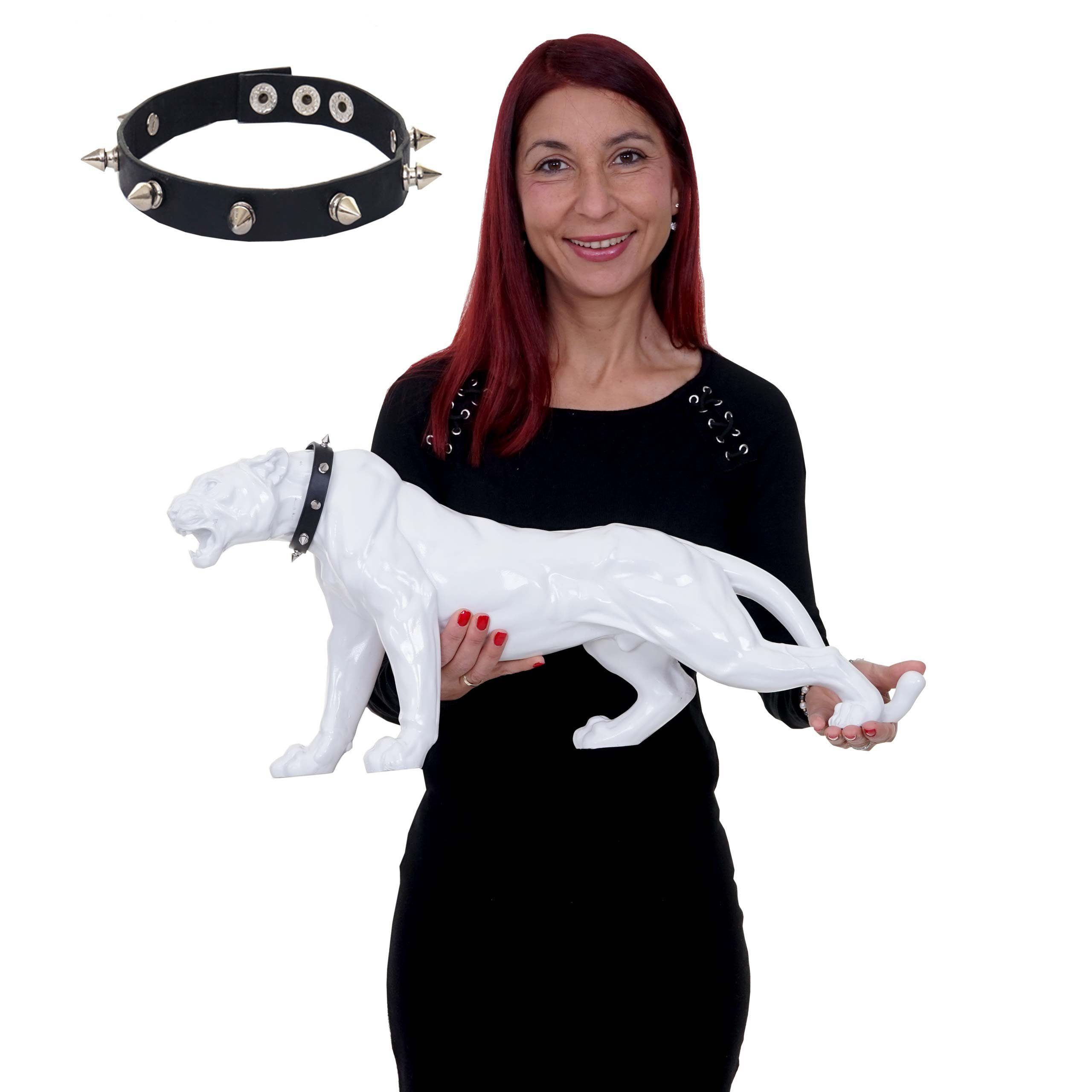 MCW Tierfigur Panther, Inkl. Indoor/Outdoor-geeignet, Frostbeständig bis -10° weiß Halsband Witterungsbeständig, C