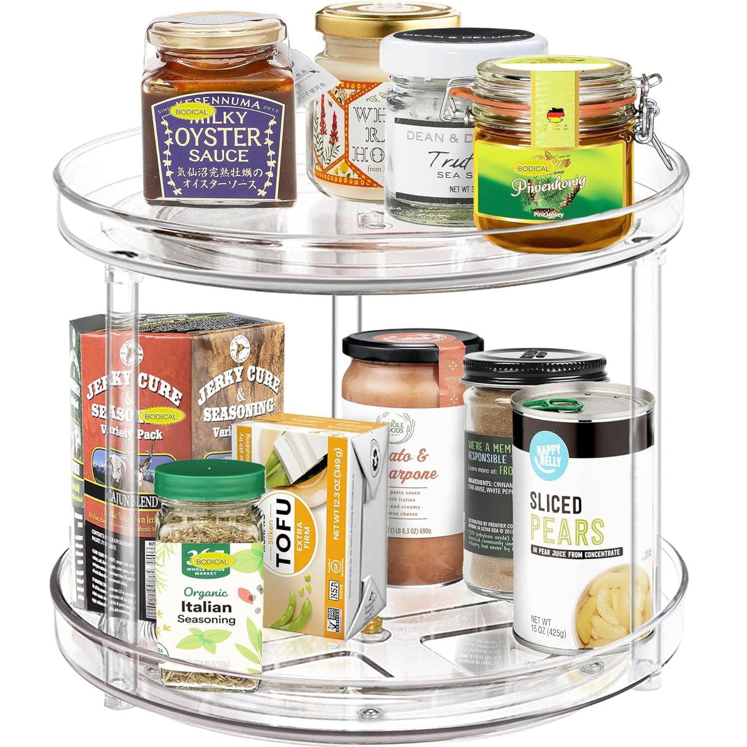 Gewürzregal 2 Ebenen Drehteller Organizer, 360° Kühlschrank Drehplatte, Lazy Susan