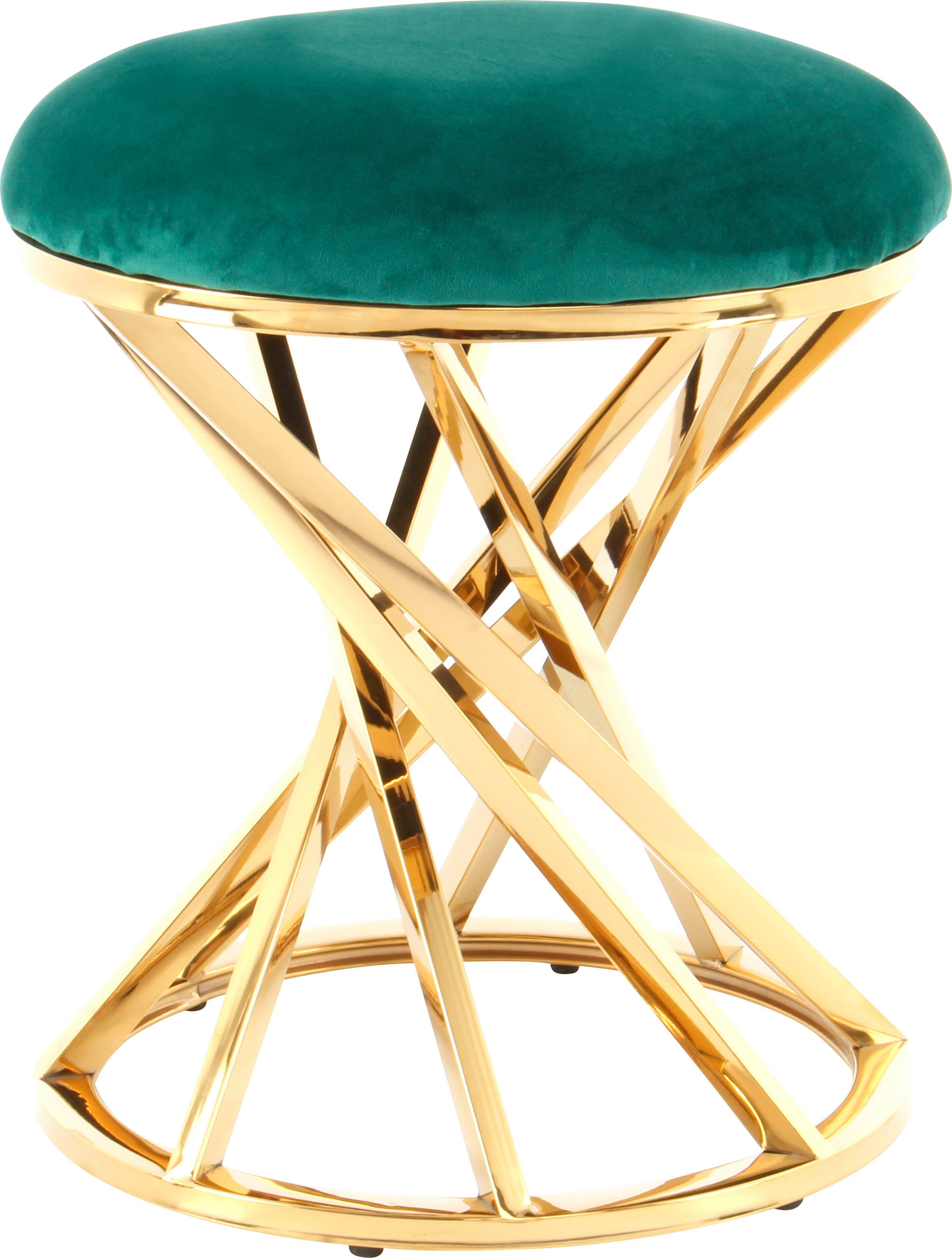 Kayoom Sitzhocker Hocker Wesley 325,Sitzpouf in elegantem Design, Gestell aus Metall (1 St), glamourös, hochwertig, mit weichem Sitzkissen und Stoffbezug