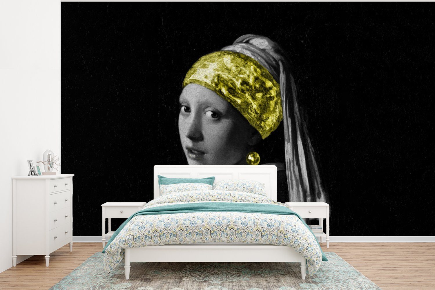 Qualität garantiert! MuchoWow Fototapete Johannes Vermeer - Vinyl bedruckt, Mädchen Schlafzimmer, Kinderzimmer, - für Gold, Wohnzimmer, (6 Matt, Perlenohrring mit St), Wallpaper Tapete