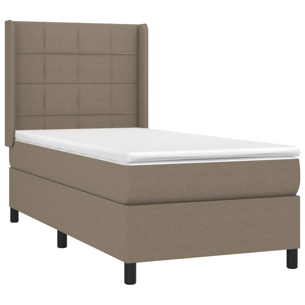 vidaXL Bett Boxspringbett mit Matratze Taupe 90x190 cm Stoff