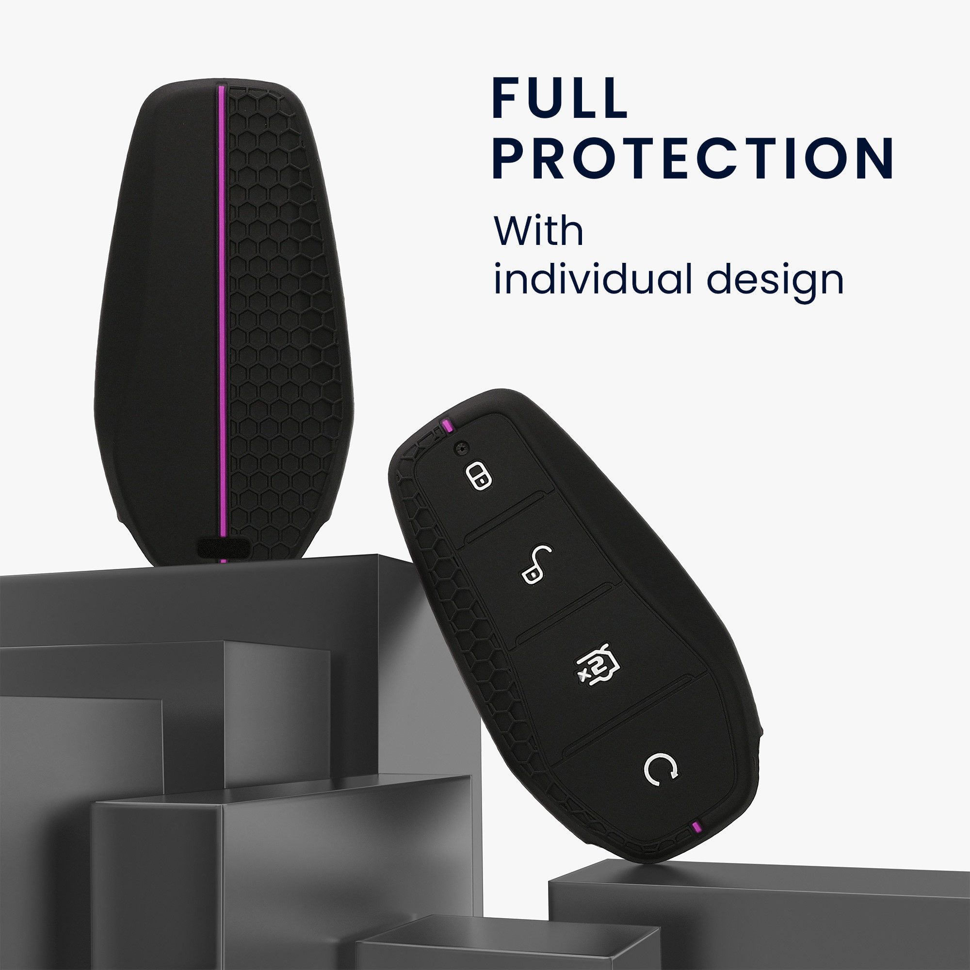 kwmobile Schlüsseltasche Autoschlüssel Silikon Hülle für BYD Atto 3 / Sealion / Han / Tang / (1-tlg), Schlüsselhülle aus Silikon - in Schwarz Violett