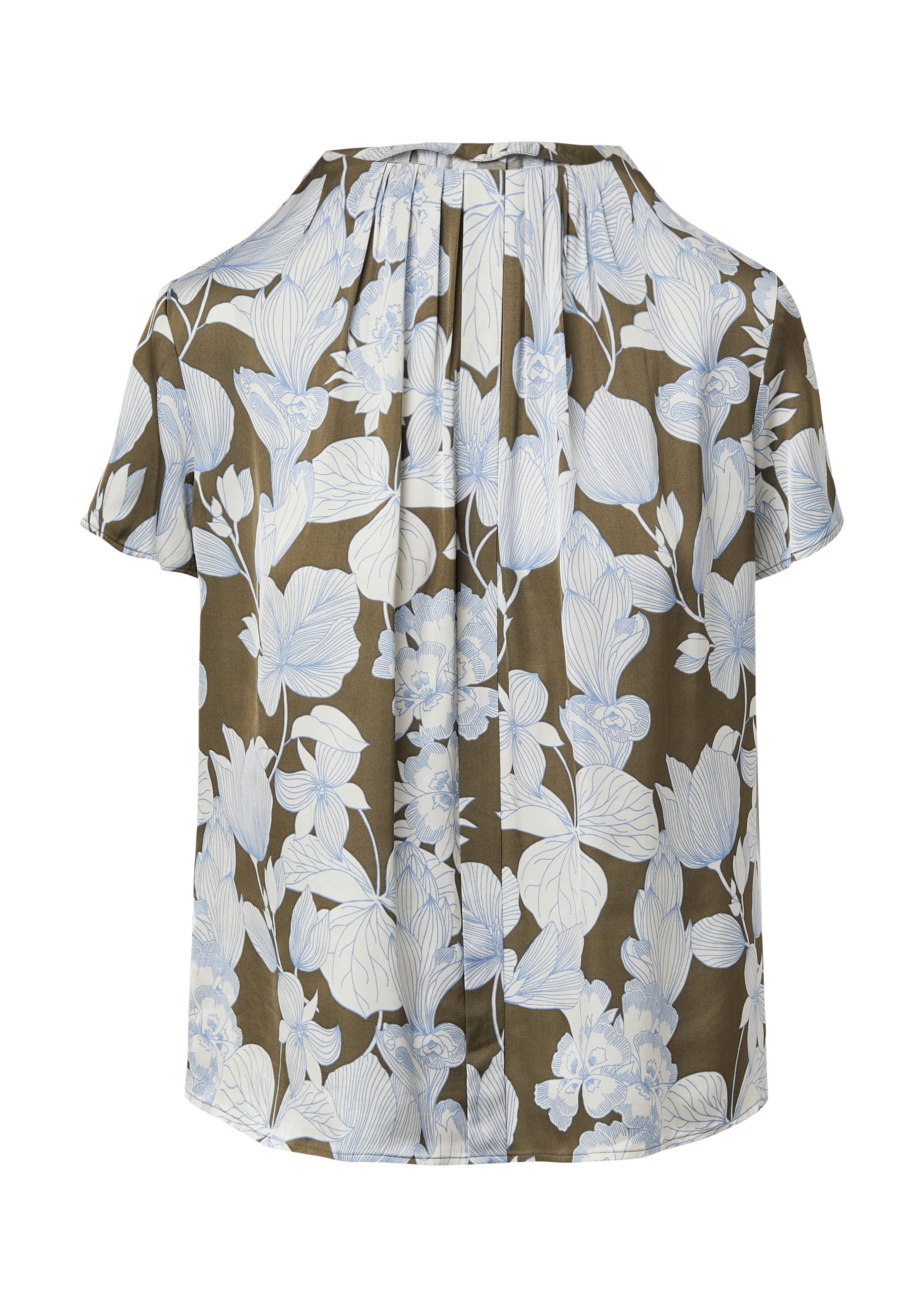 s.Oliver Kurzarmbluse Bluse Satinbluse im Slim Fit mit Raffung und All-over günstig online kaufen