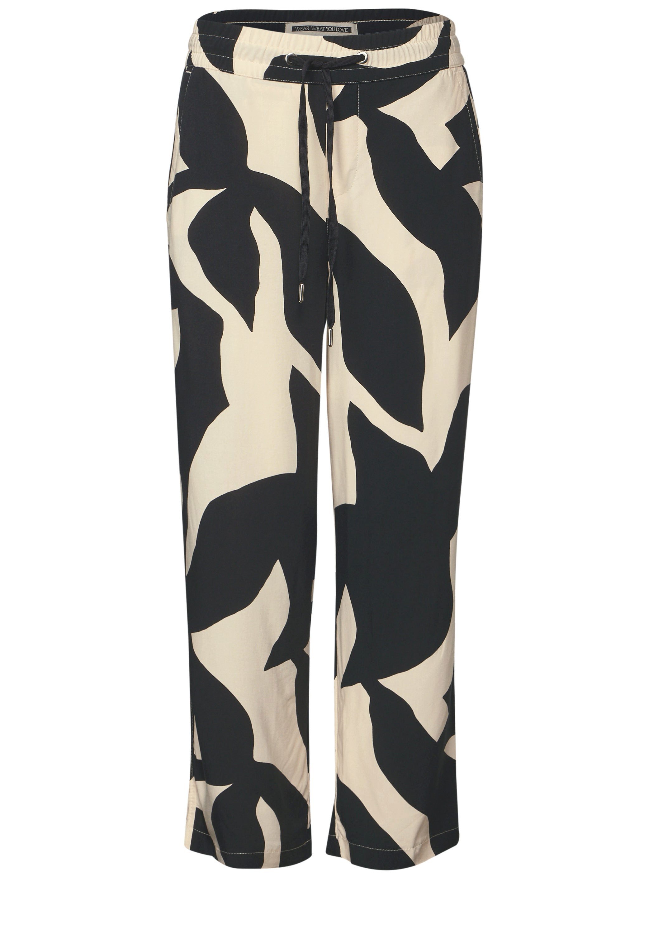 STREET ONE Stoffhose Gemusterte Wide Leg günstig online kaufen