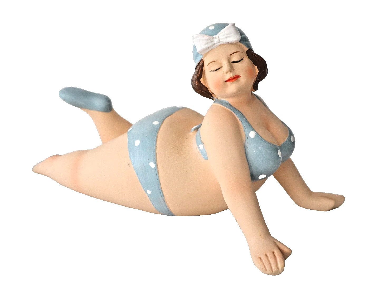 Kaufhaus le petit Dekofigur Frau im Bikini Mollige Dicke Dame Badeanzug Deko Retro Figur Skulptur, Rubens Dekofigur Dekoskulptur Dekoobjekt aus Polyresin (Kunststein)