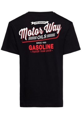 KingKerosin Print-Shirt Motorway Oils (1-tlg) Front & Back Print im Retro Gas station Look