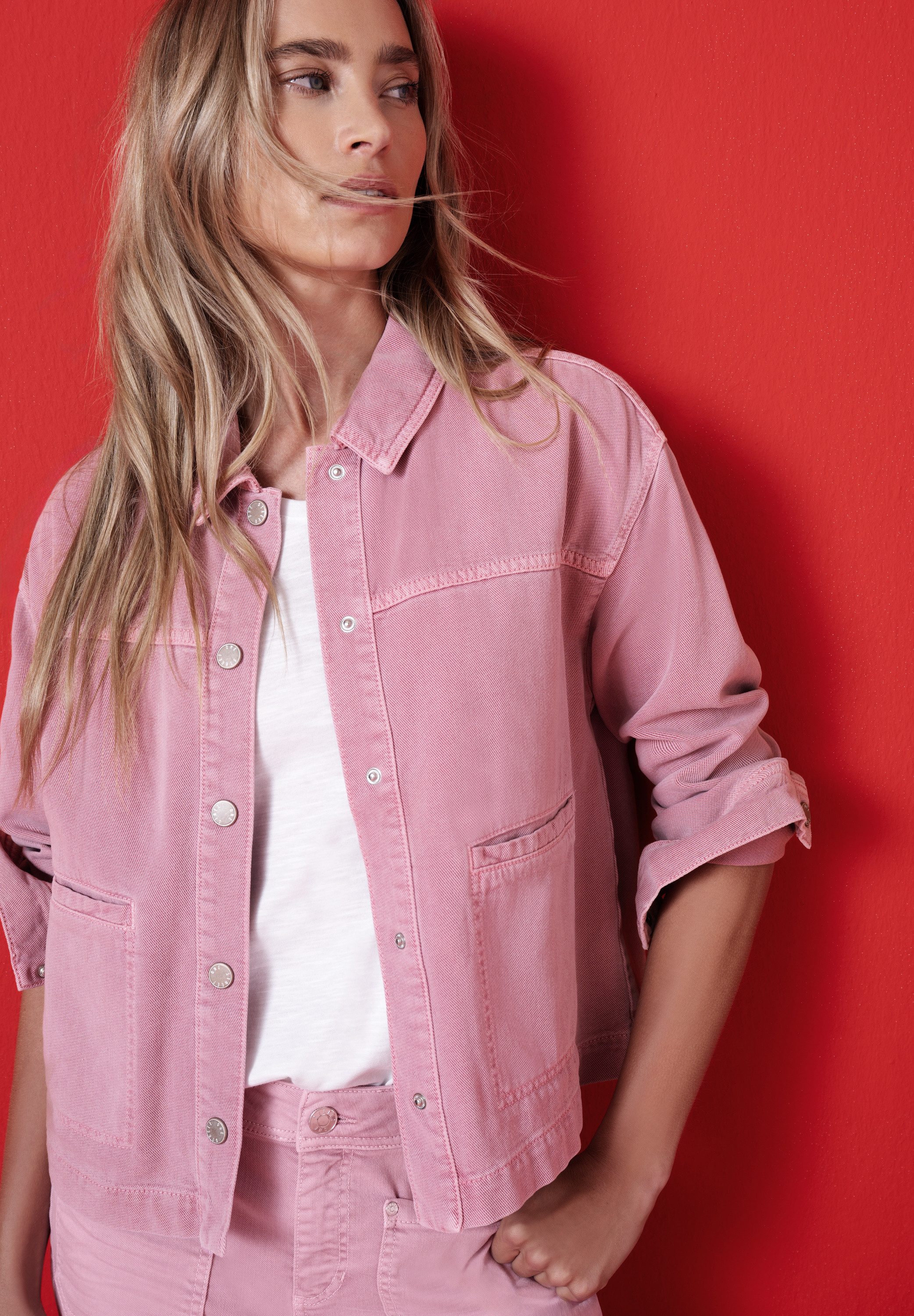 STREET ONE Jeansjacke mit Hemdkragen und Druckknöpfen