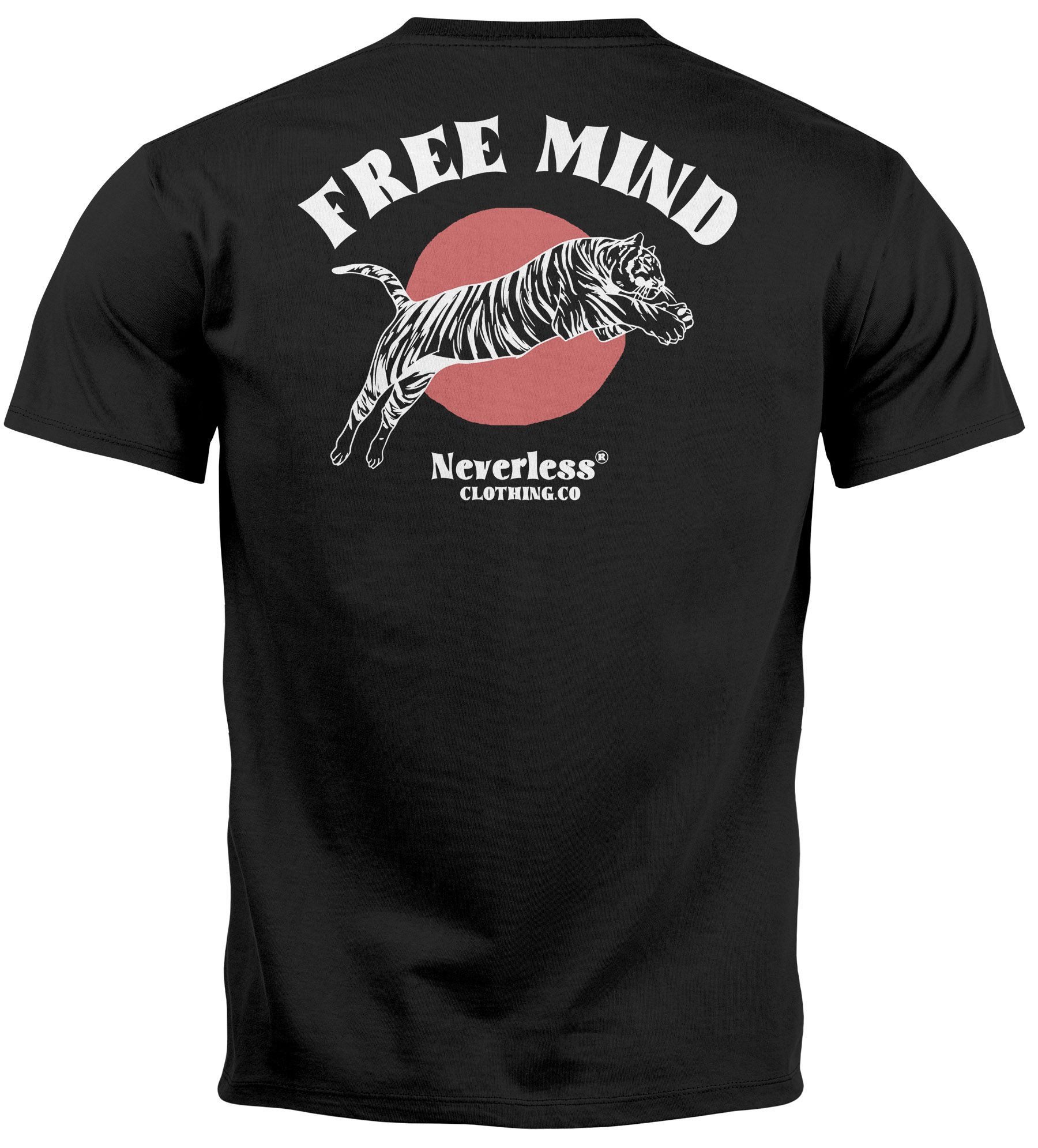 Neverless Print-Shirt Herren T-Shirt Backprint Tiger günstig online kaufen