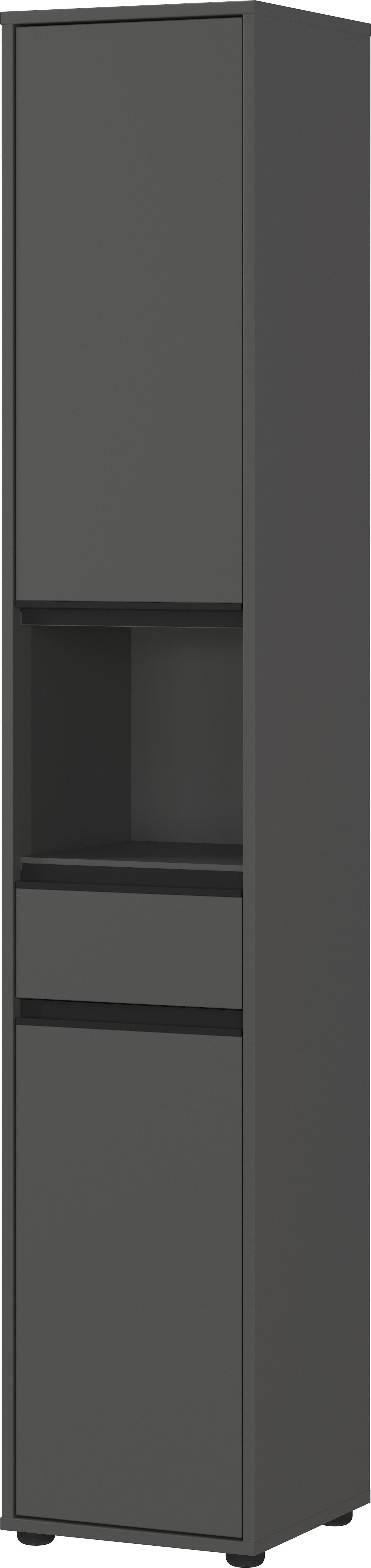 KADIMA DESIGN Hochschrank Hochschrank HAMBURG, Soft-Close Türen & Schublade, Made in Germany (Styroporfreie Verpackung, Green Living, Wandbefestigung empfohlen, Bad) Badschrank mit ABS-Schutzkanten, Türanschlag wechselbar, Matt-Optik