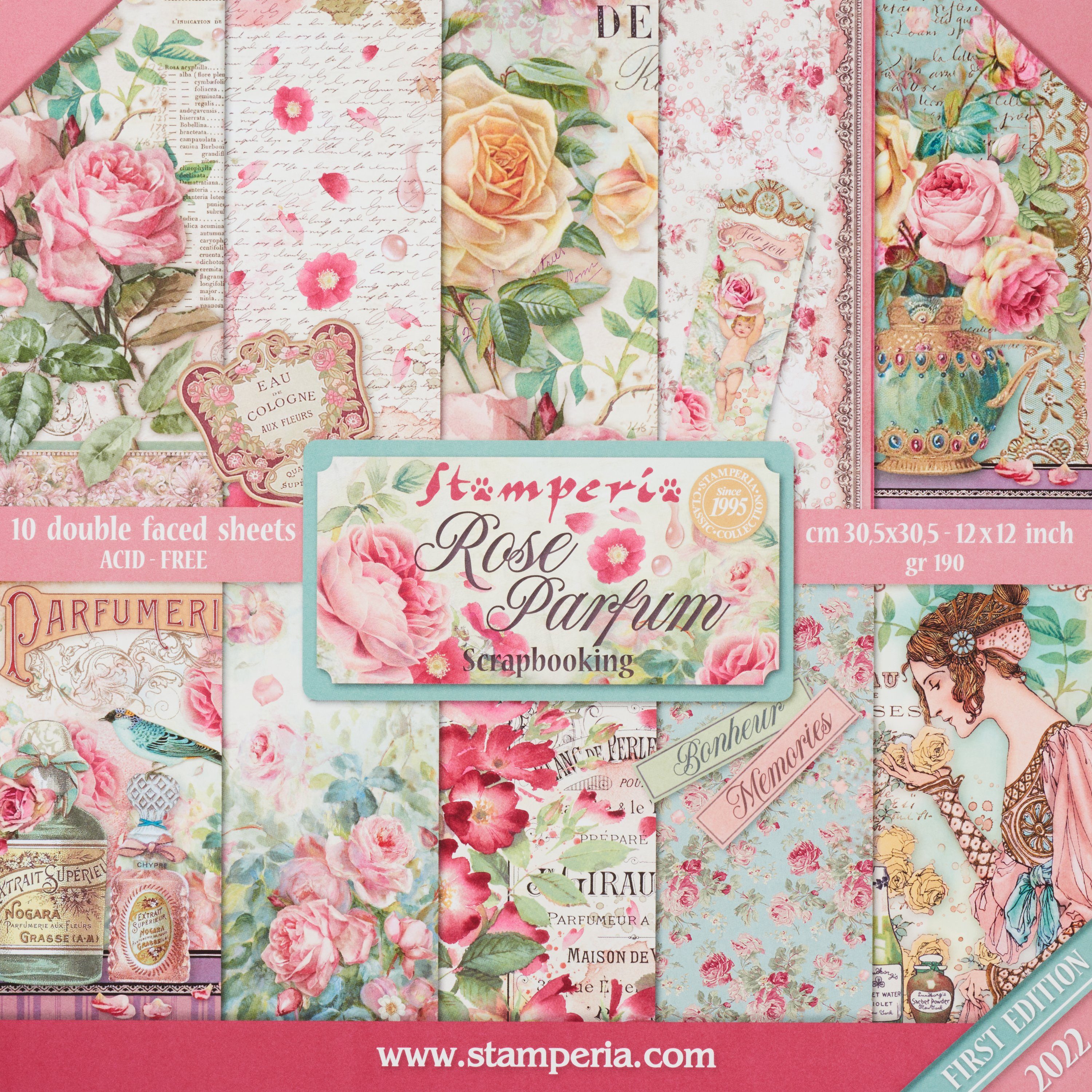 Motivpapier Scrapbook-Block Rose Parfum
