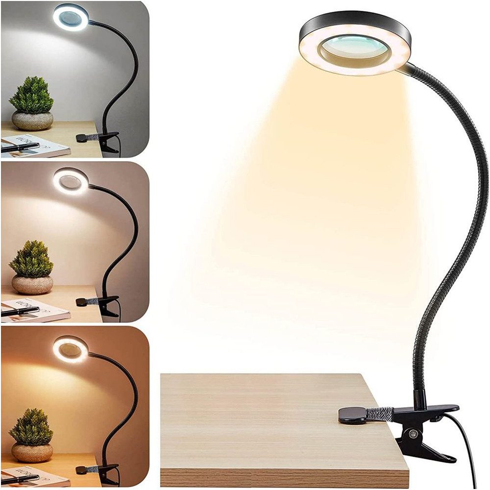 PRIISF LED Klemmtischleuchte LED Lupenlampe 5X Ringlicht Standlupe Leselupe günstig online kaufen