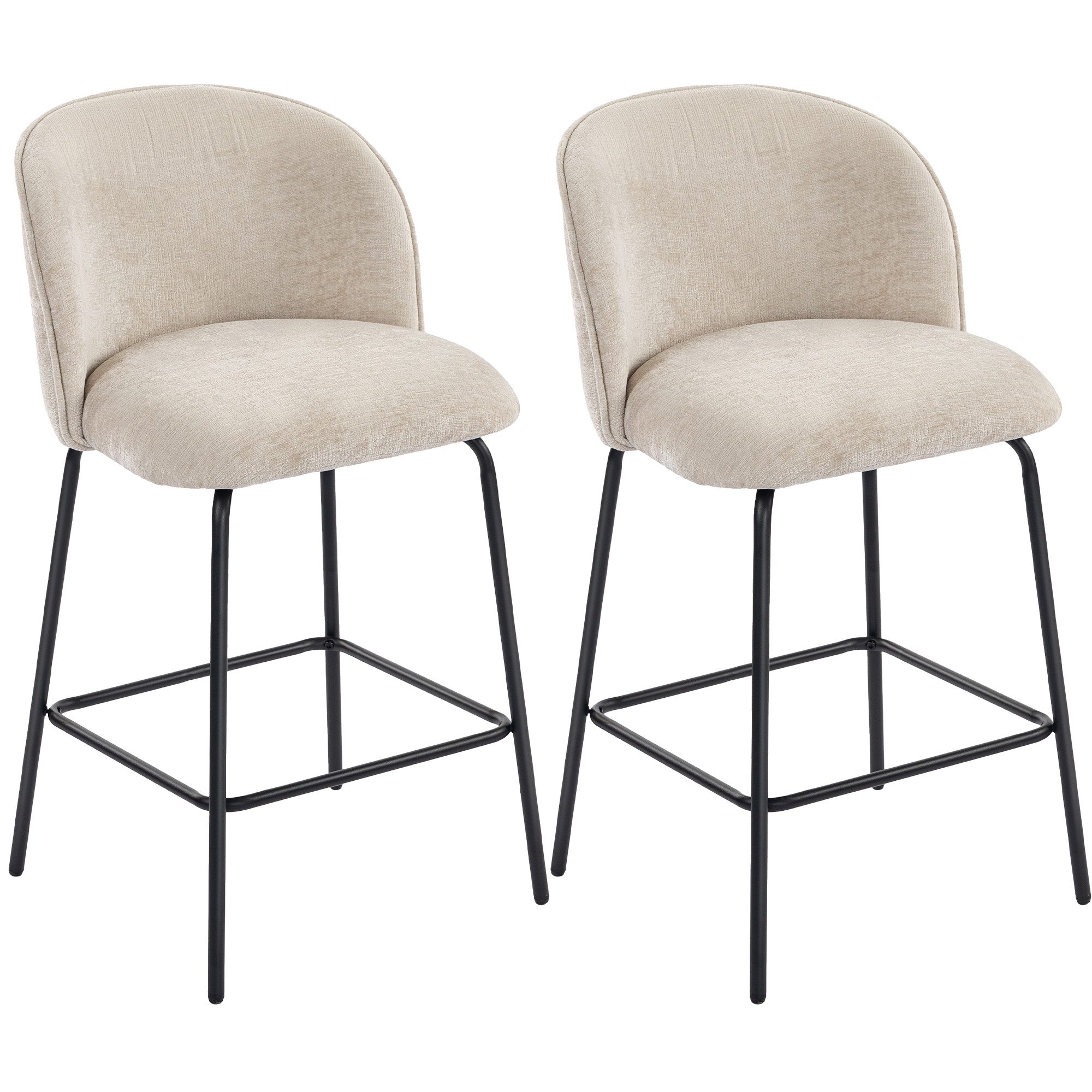 HOMCOM Barhocker Polsterstühle mit Stahlbeinen (Bistrohocker, 2 St., Barstu günstig online kaufen