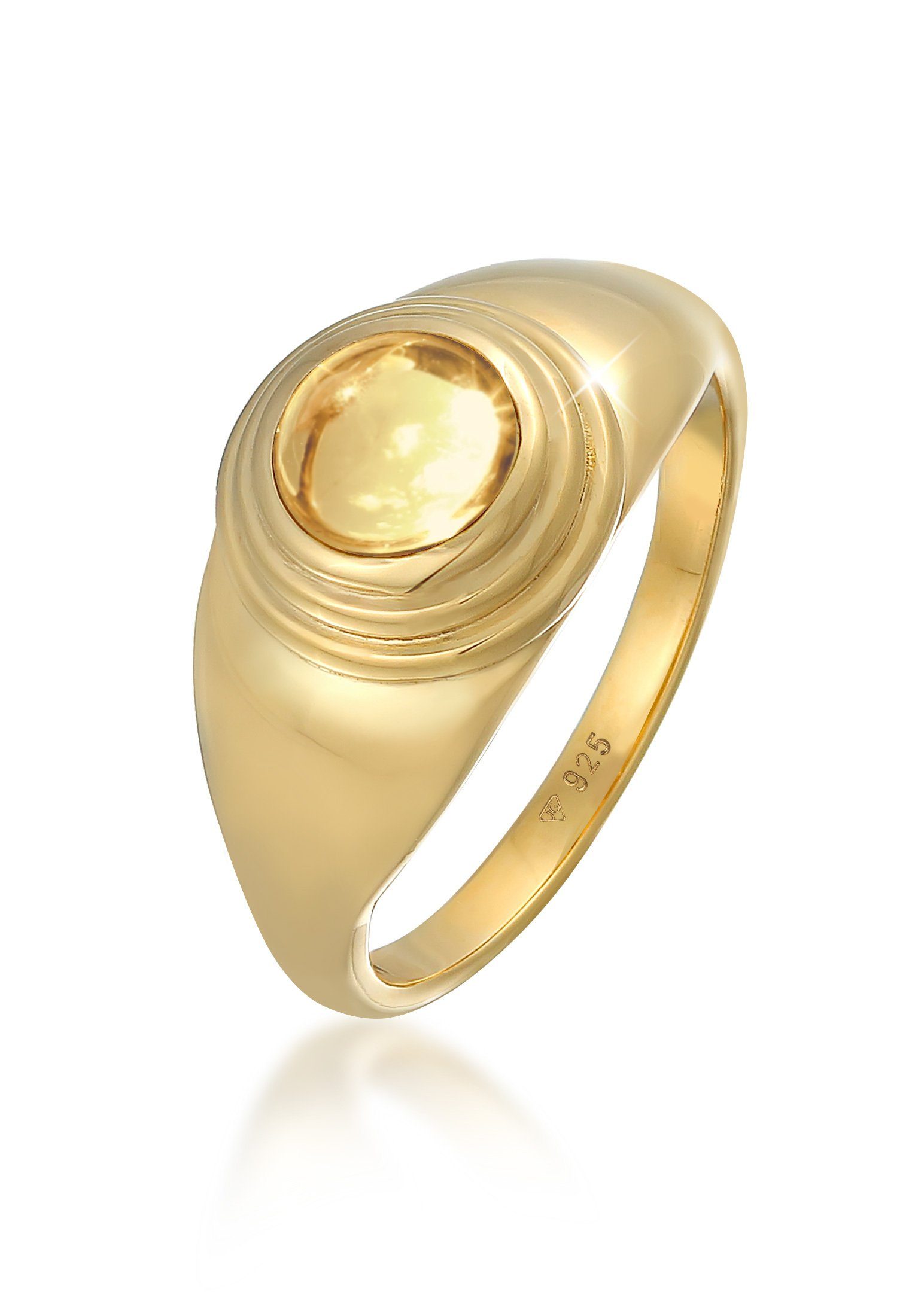 Elli Premium Fingerring Siegelring Citrin Rund Klassik 925 Silber günstig online kaufen