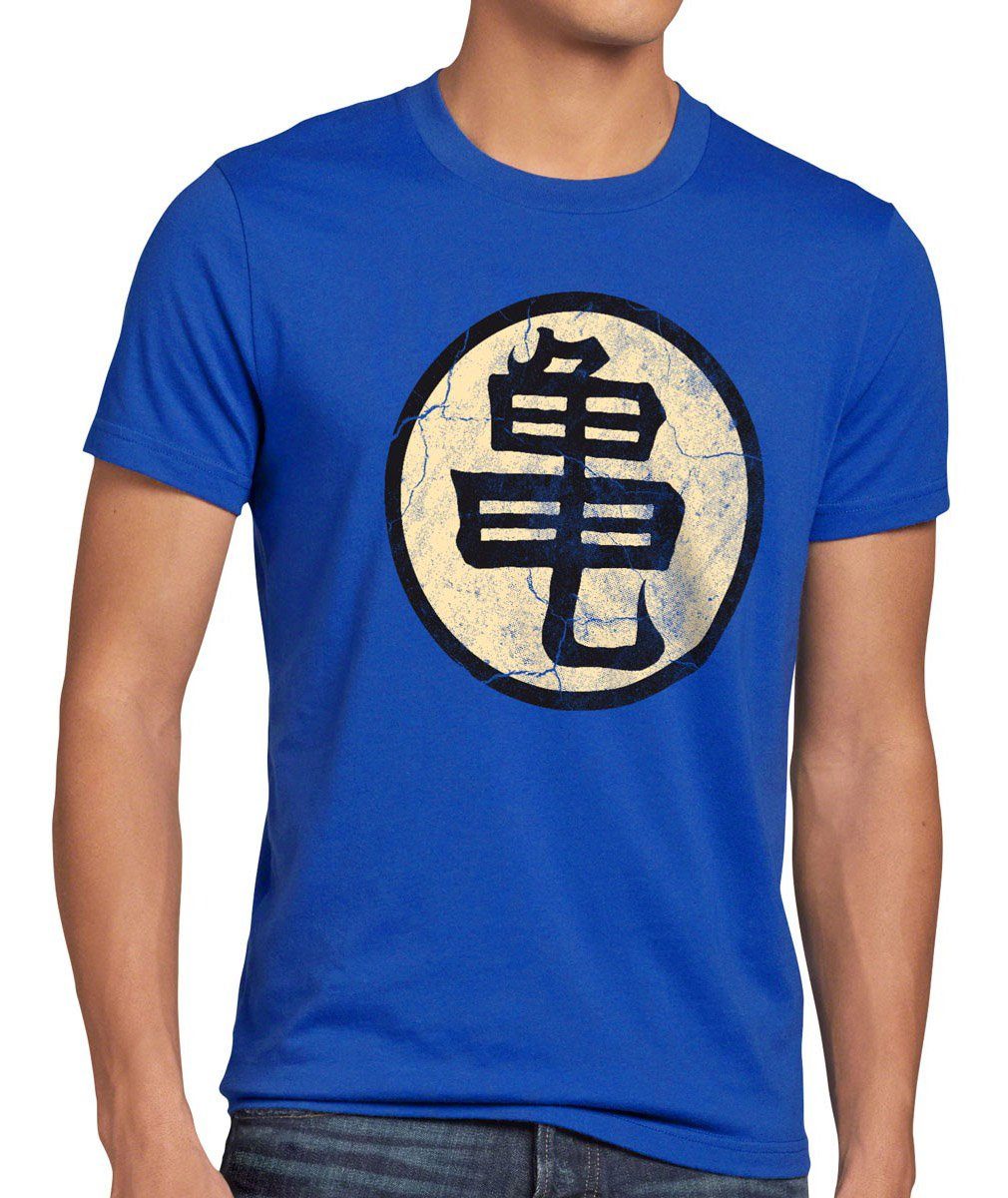 style3 Print-Shirt Herren T-Shirt Goku Roshis Turtle School son dragon vegeta gym ball saiyajin db blau