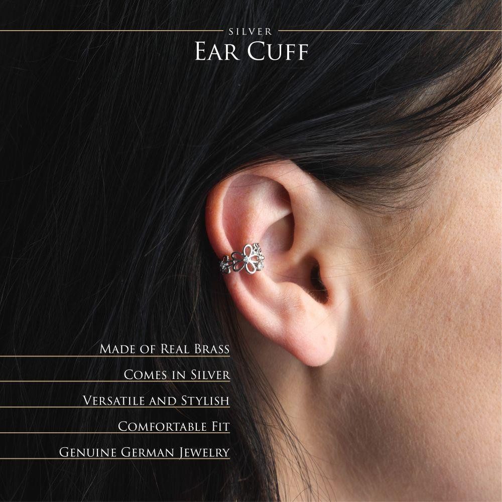 BUNGSA Ohrklemme Ohrklemme Blume silber aus Messing für Damen (1 Stück, 1-tlg), Ohrschmuck Ohrringe