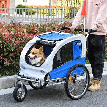 PawHut Fahrradhundeanhänger Hundeanhänger mit beidseitiger Feststellbremse