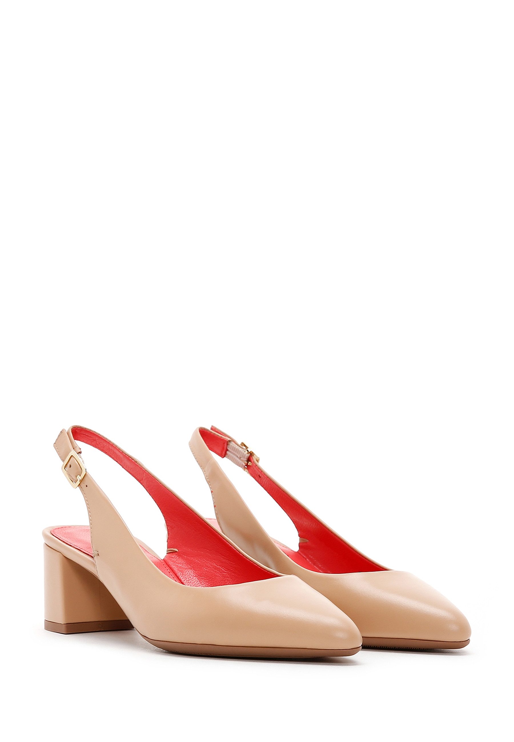 Derimod Slingback-Pumps aus Leder mit mittelhohem Absatz Pumps Spitze Zehenkappe, Echtleder, Lederfutter, Verstellbarer Riemen