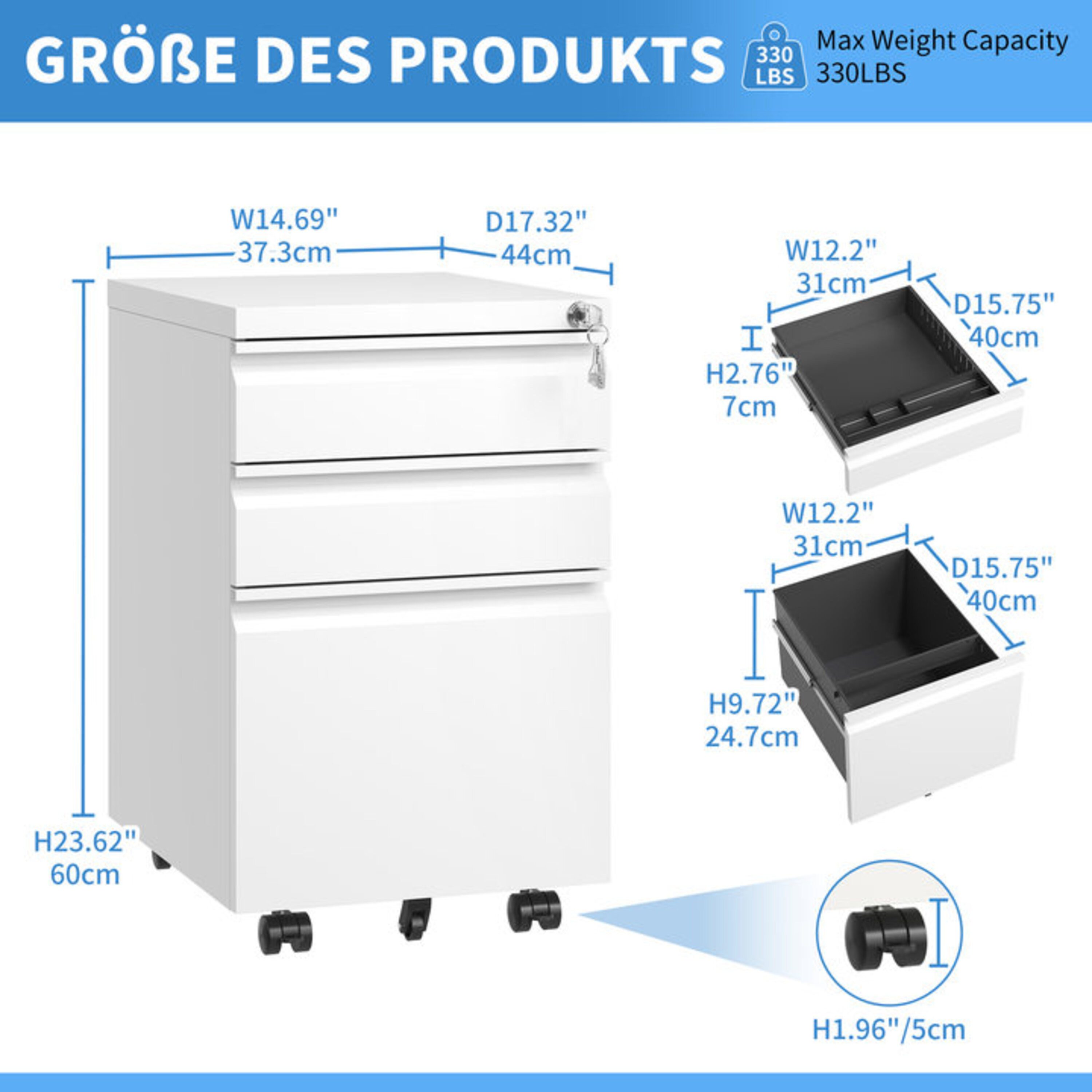 bizoemade Aktenschrank Abschließbar Rollcontainer Rollschrank mit günstig online kaufen