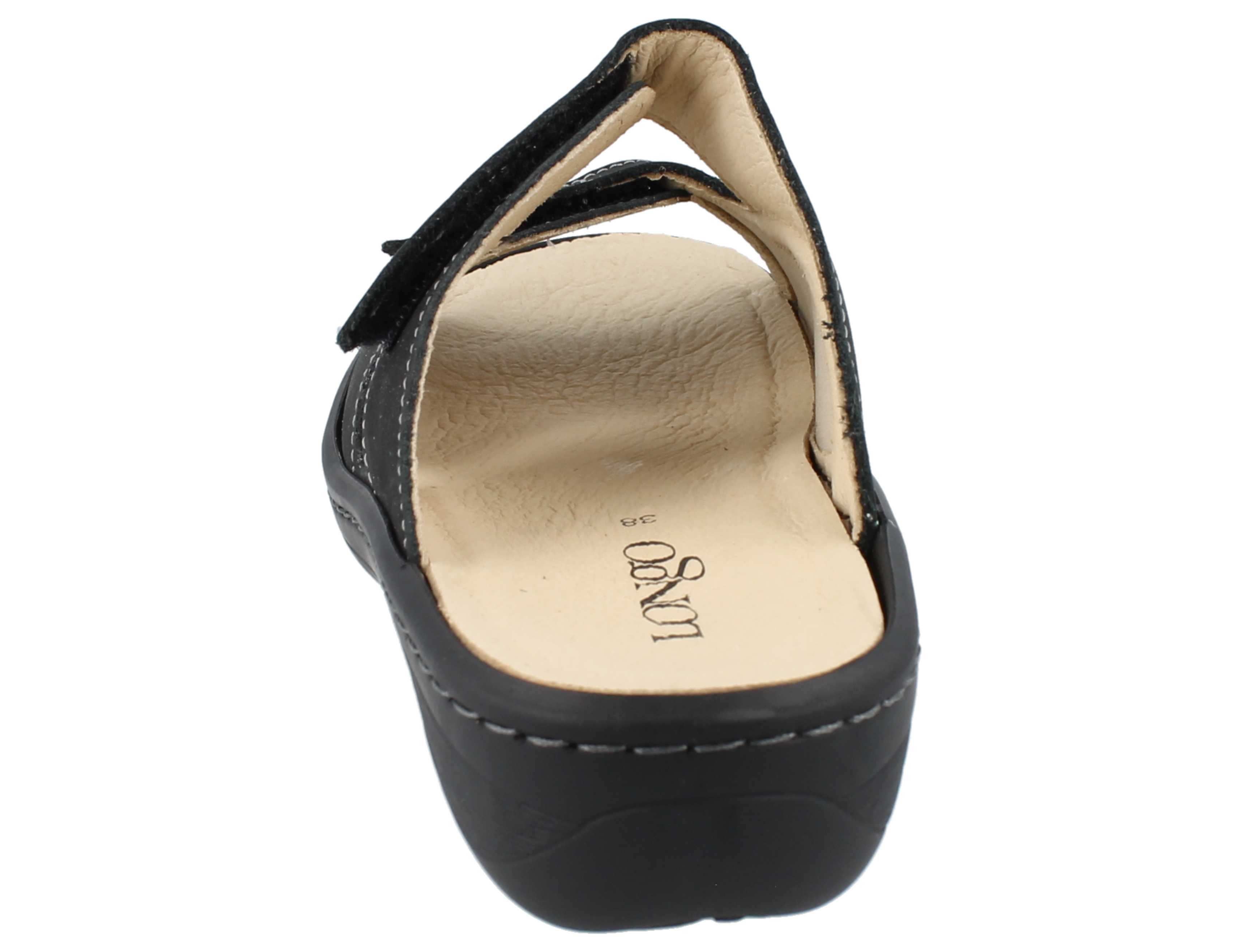 Longo LONGO Damen Pantolette schwarz Nubukleder Stretch - Größe: 41 Pantolette Wechselfußbett