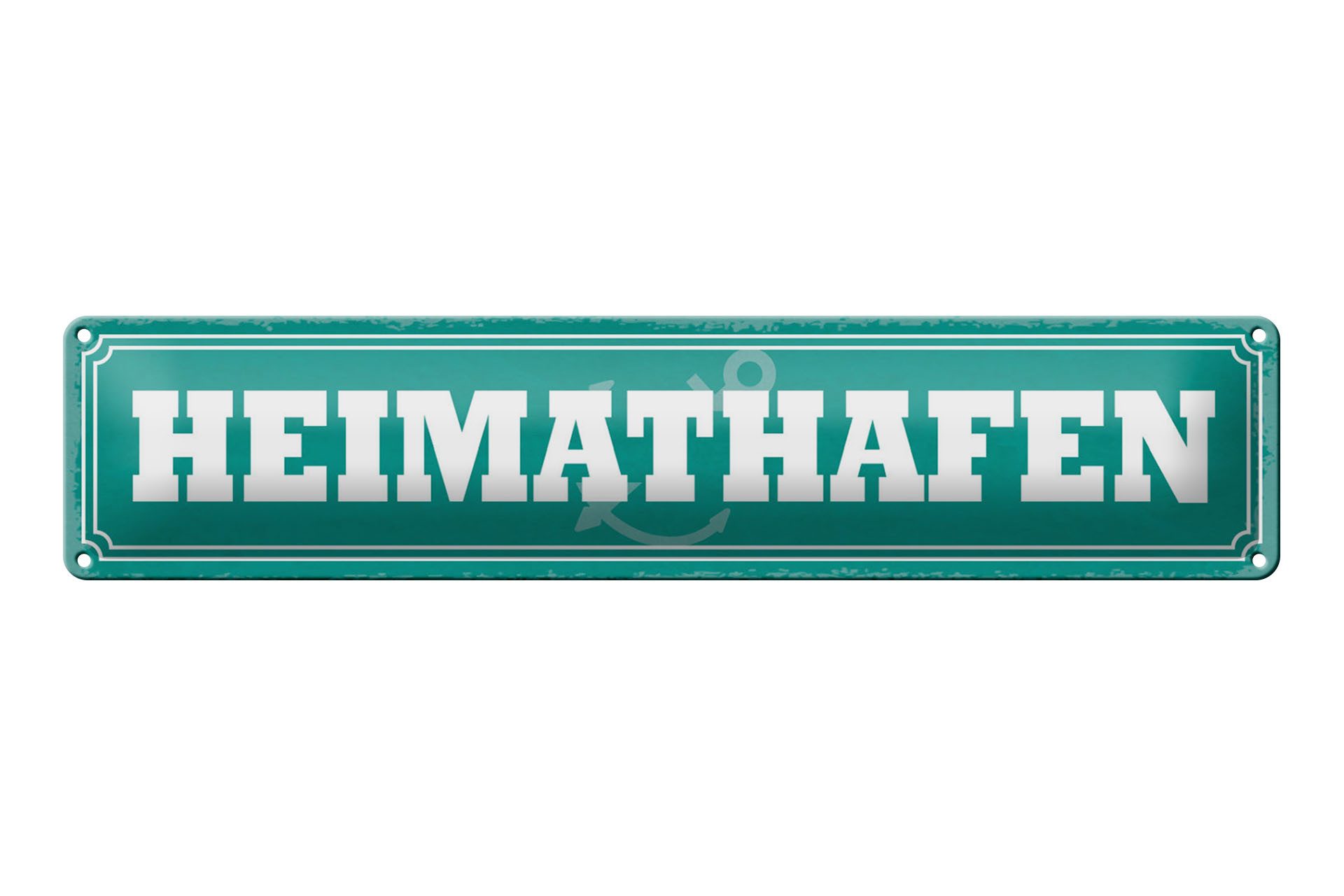 Femer GmbH Metallschild Hinweis 46x10cm Heimathafen Wanddeko, (1 St), gewölbte Oberfläche, abgerundete Ecken, umgeschlagene Kanten