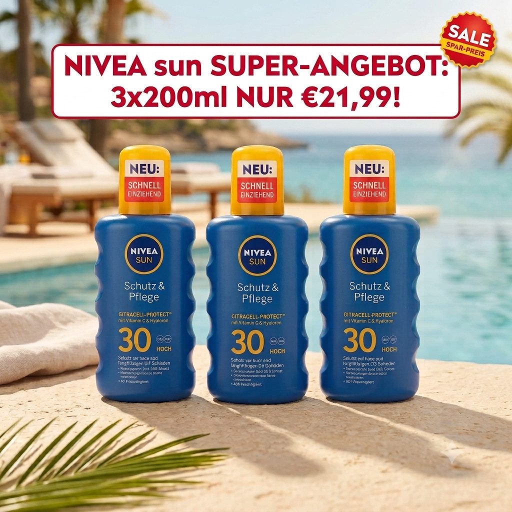 Nivea Sun Sonnenschutzcreme NIVEA SUN - Sonnenspray Schutz&Pflege LSF30 - 3er Angebot, 3-tlg.