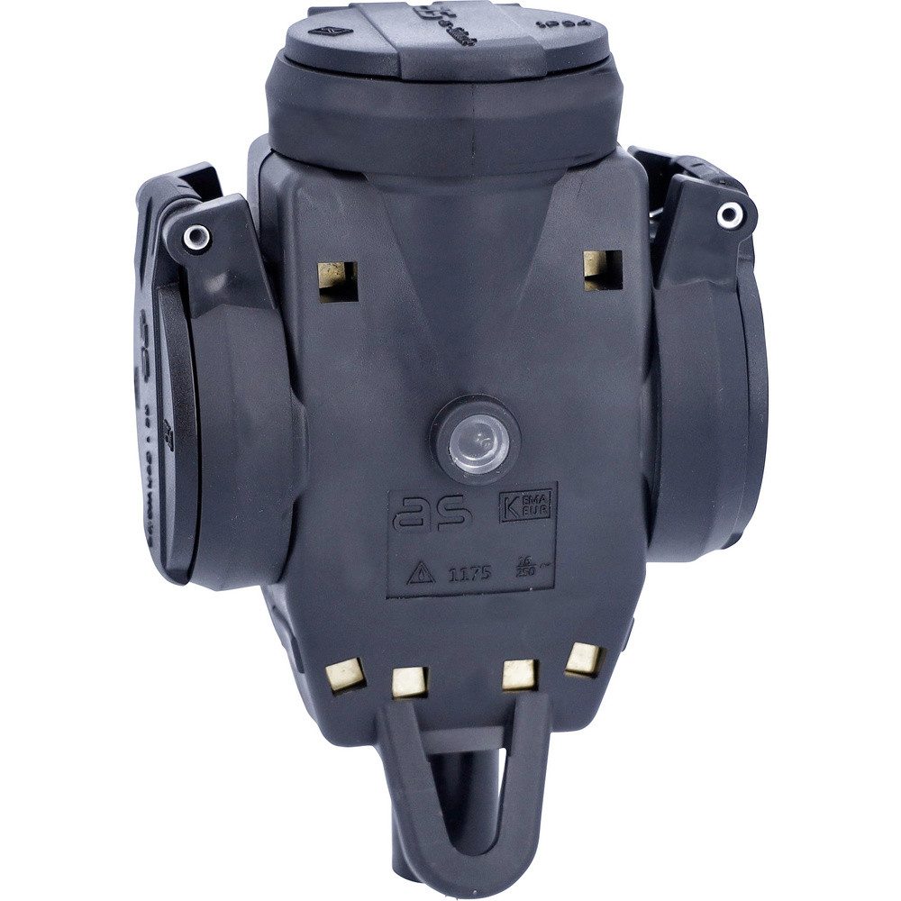 AS Schwabe 60455 3fach-Kupplung Vollgummi 230 V Schwarz IP44 Steckernetzteil