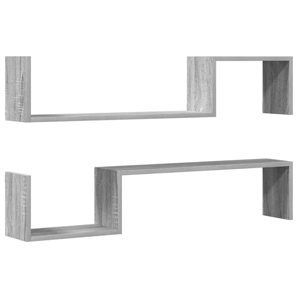 furnicato Wandregal Schwebendes 100x15x20 cm in Grau Sonoma aus Holzwerkstoff, 2-tlg., Feuchtigkeitsbeständige Wandablage mit unsichtbarem Befestigungssystem