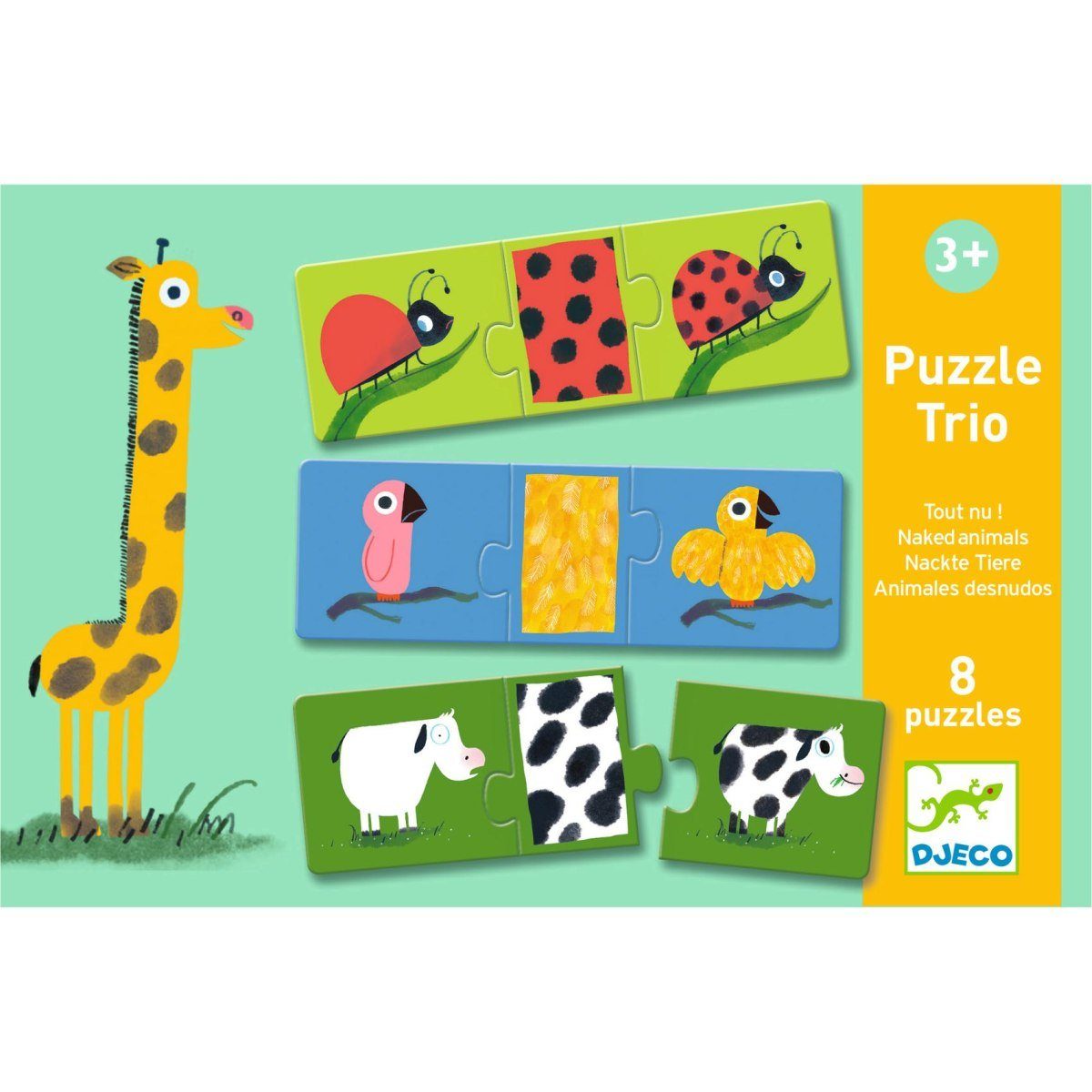 DJECO 3 Puzzle Lernspiel Puzzleteile Puzzle Assoziationsspiel 2 Jahren, Kinder für Trio ab