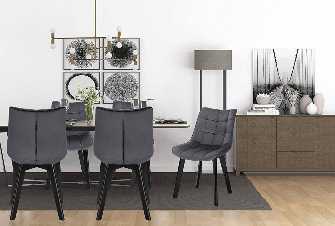 EUGAD Esszimmerstuhl (2 St), Rückenlehne, Weich Samt und schwarze Holzbeine günstig online kaufen