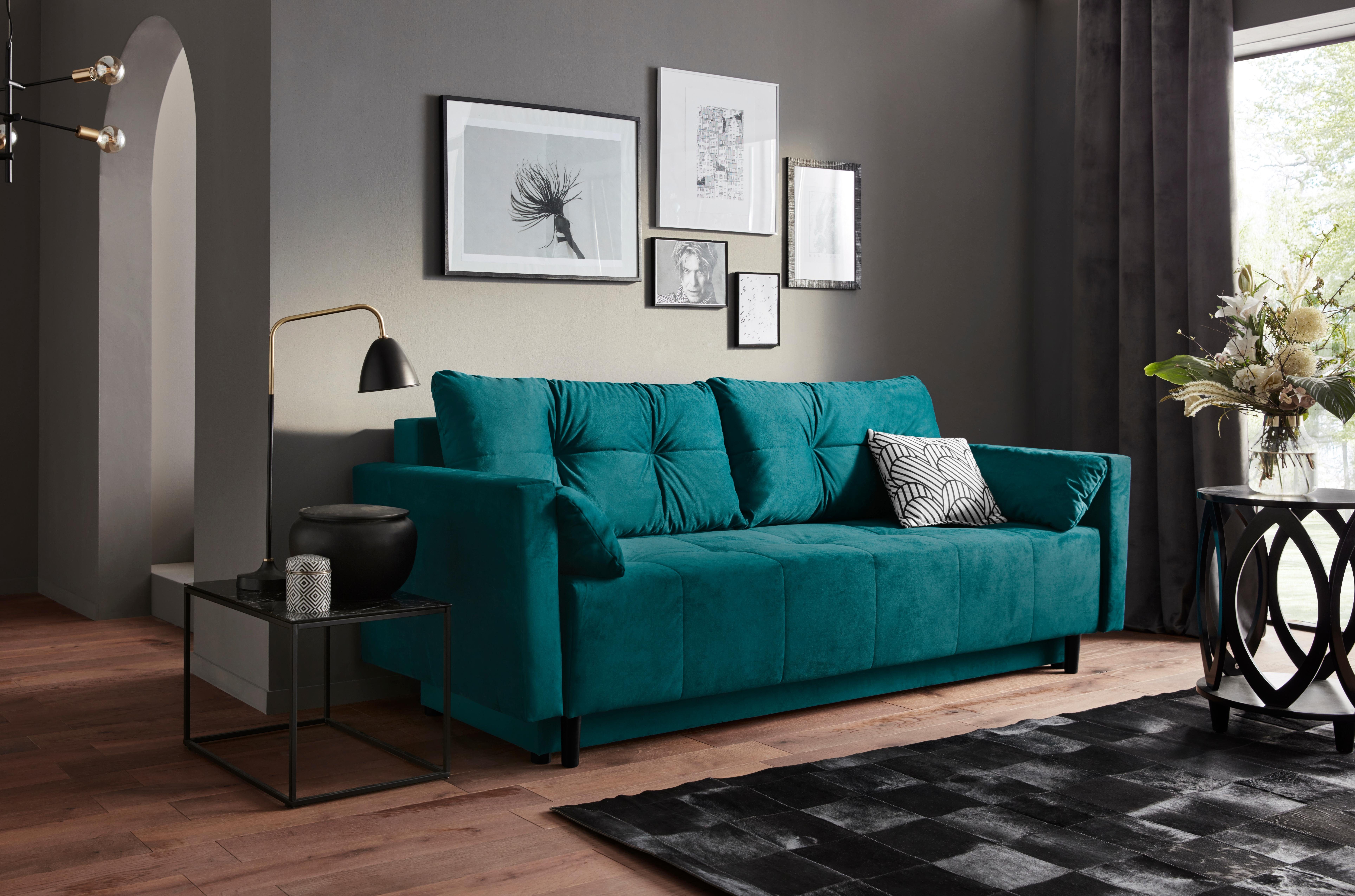 COLLECTION AB Schlafsofa Solar, B: 225 cm, Liegel. 136x200 cm, Schlaffunktion, Bettkasten & 1 Zierkissen, Federkern