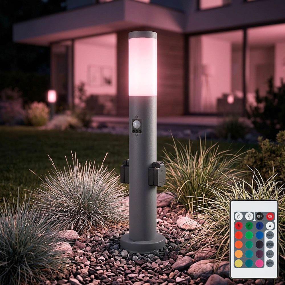 GLOBO LIGHTING LED Außen-Stehlampe, Leuchtmittel inklusive, Warmweiß, Farbwechsel, Gartenleuchte dimmbar mit Fernbedienung Wegleuchte Außen mit