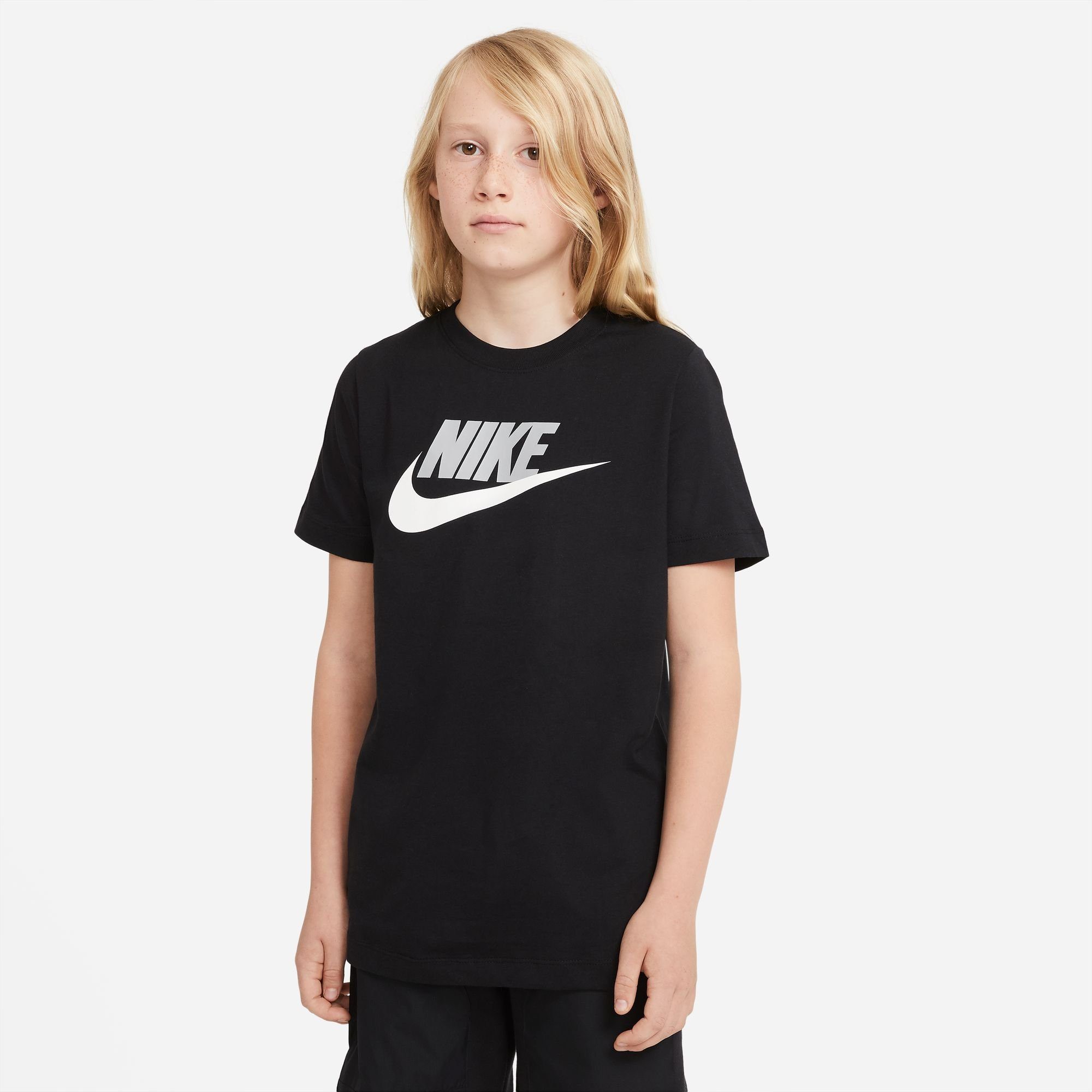 Nike Sportswear T-Shirt BIG schwarz-grau-weiß KIDS' T-SHIRT COTTON