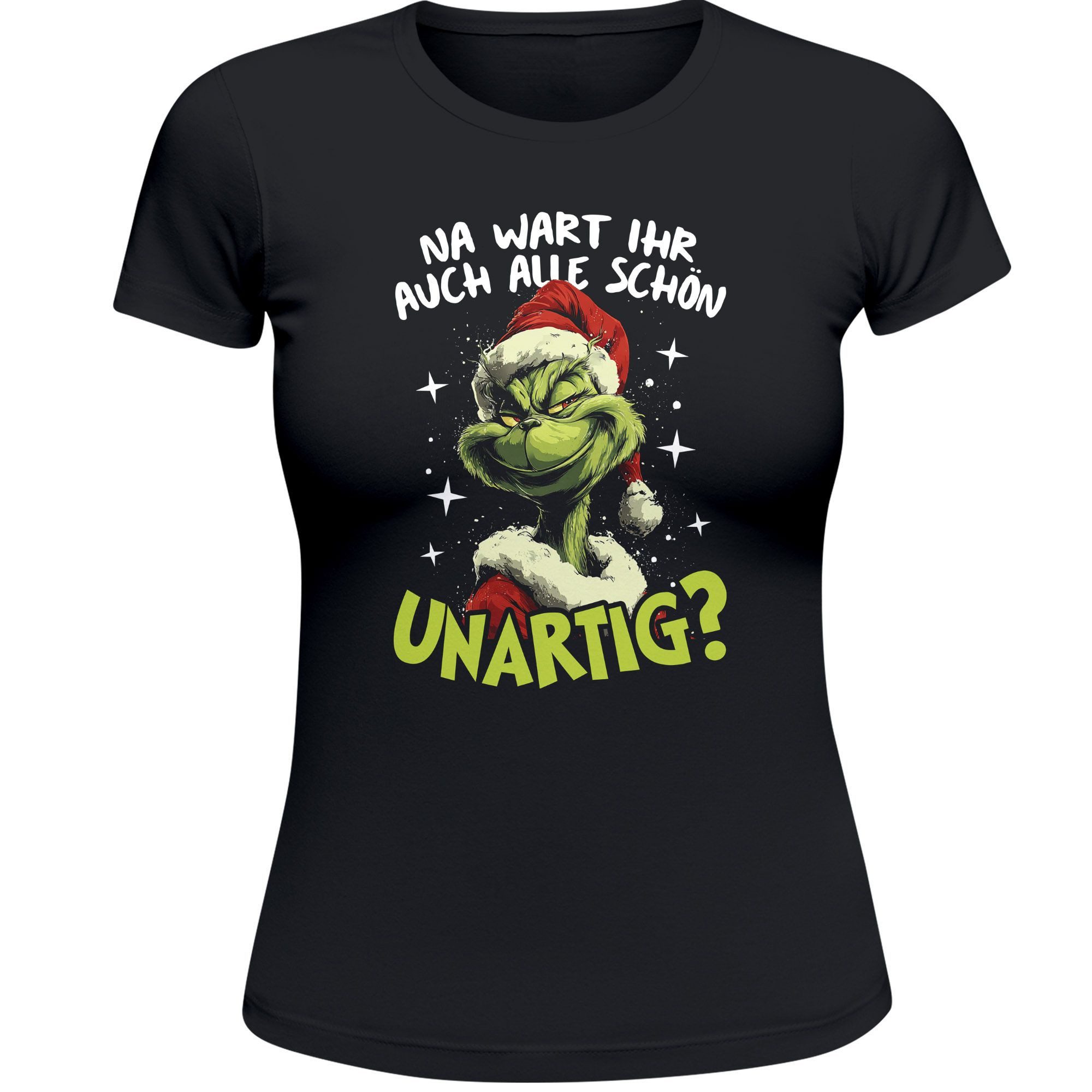 Print-Shirt Weihnachtsshirt Damen Spruch Na, wart ihr auch alle schön unartig