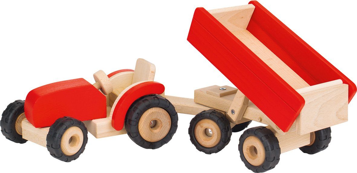 goki Spielzeug-Traktor Traktor rot mit Anhänger, günstig online kaufen