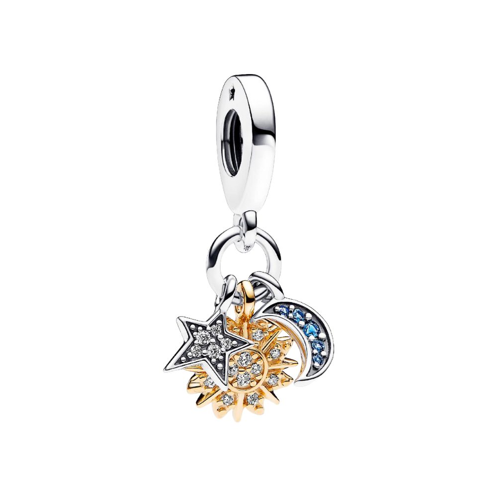 Pandora Charm-Einhänger SHINE-762676C01, Vergoldet, Himmelskörper, Sonne, Mond, Stern