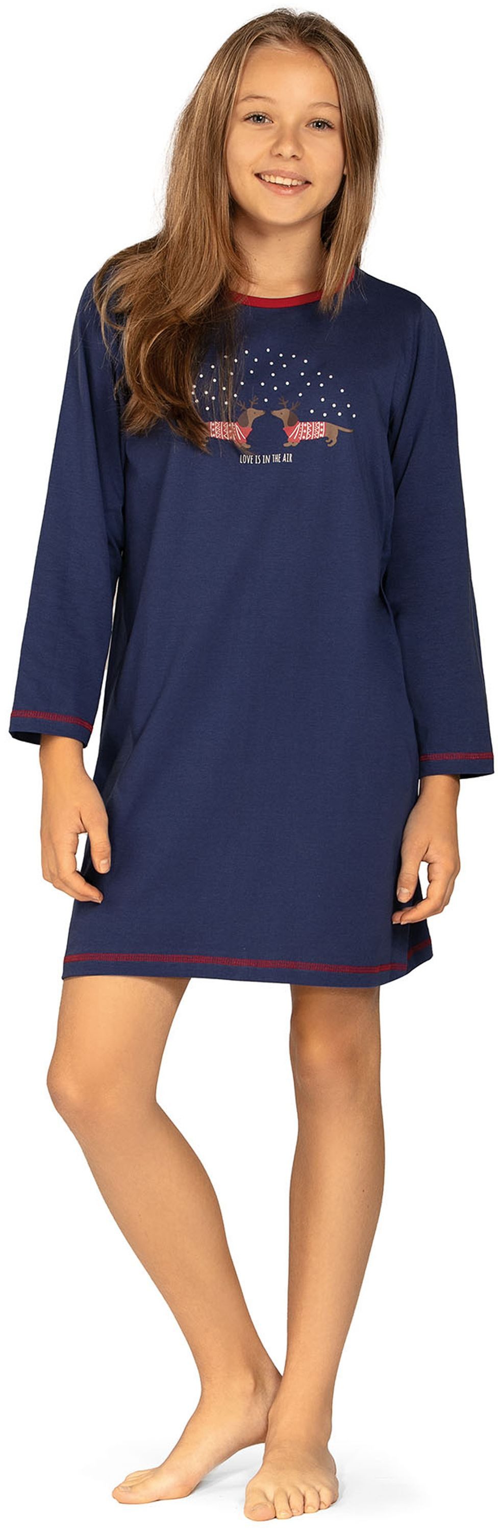 comtessa Nachthemd Comte Kids (Set, 1-tlg., 1-teilig) Mädchen Sleepshirt Pyjama Langarm Baumwolle Dackel