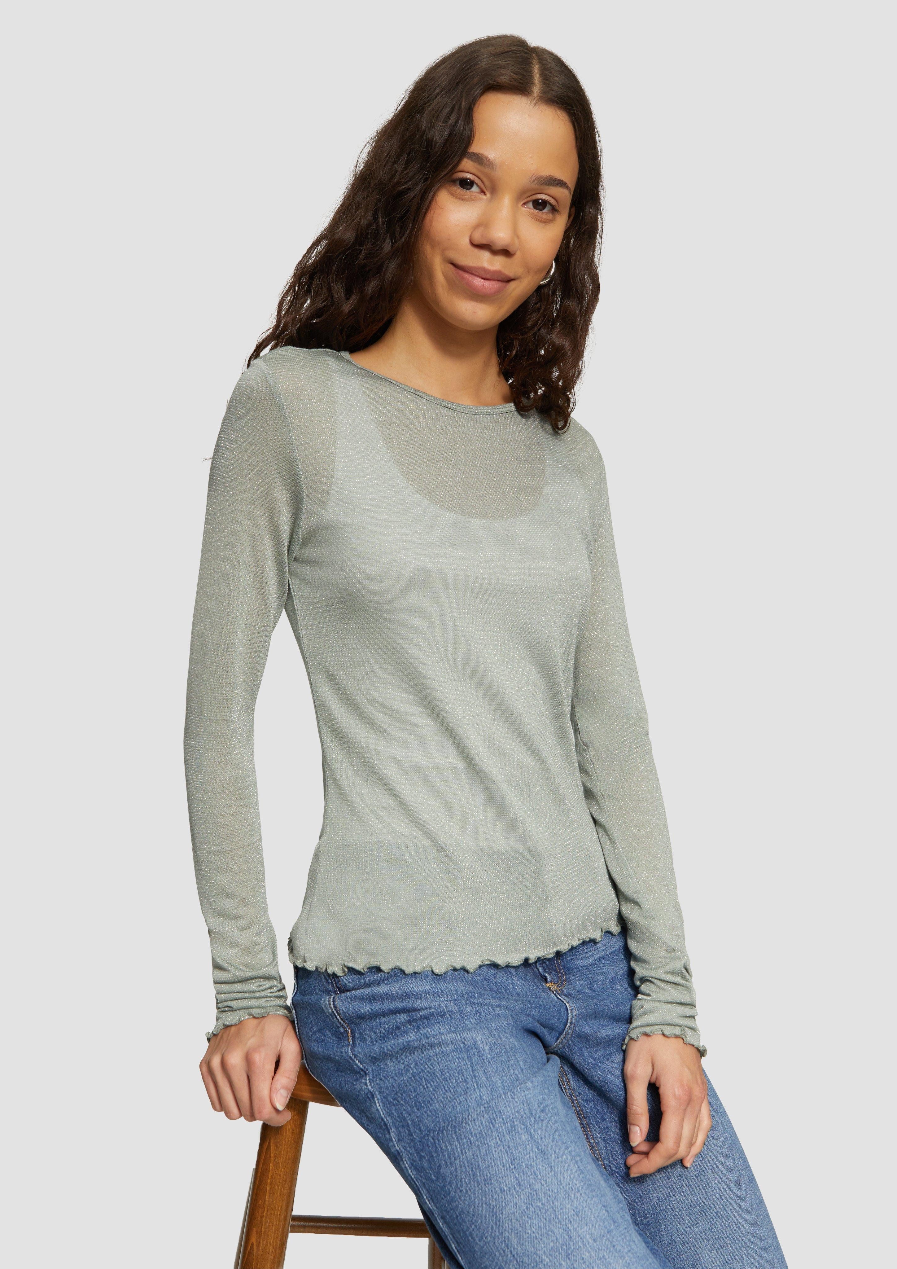 QS Langarmshirt Jersey-Shirt mit Glitzergarn Paspel günstig online kaufen