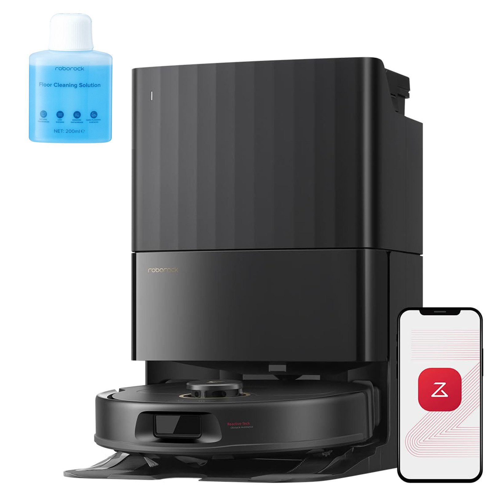 Roborock Saugroboter Qrevo S5V, 12000Pa Saugkraft, 100% Haar-Entfernungsrate, 0% Verhedderung, Multifunktionales Dock, Reactive Tech-Hindernisvermeidung, PreciSense-LiDAR-Navigation
