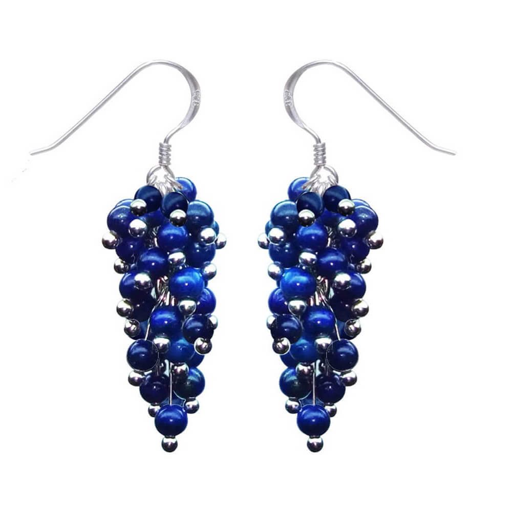 Schmuck Krone Paar Ohrhänger Ohrhänger aus Lapis-Lazuli & 925 Silber, blau, Silber 925